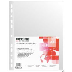 Koszulki na dokumenty A4 PP krystaliczne 40 mikr. 100szt. OFFICE PRODUCTS 21142215-90