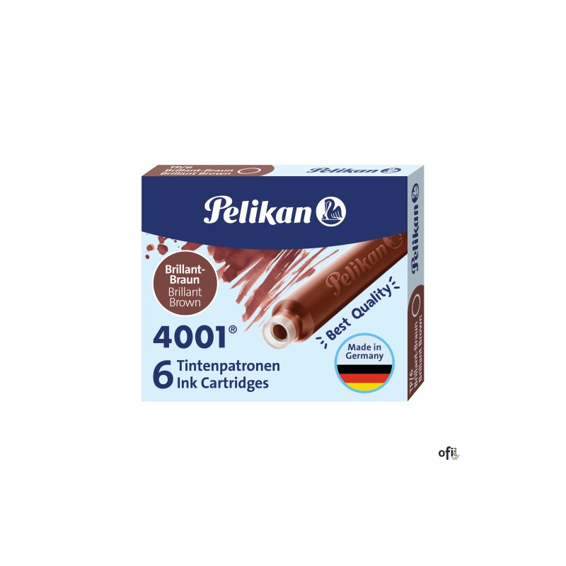 Naboje do piór, krótkie brązowe 100435996 PELIKAN