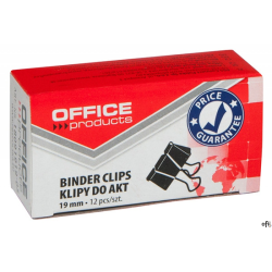 Klipy do dokumentów , 19mm, 12szt., czarne, typu OFFICE PRODUCTS 18091919-05