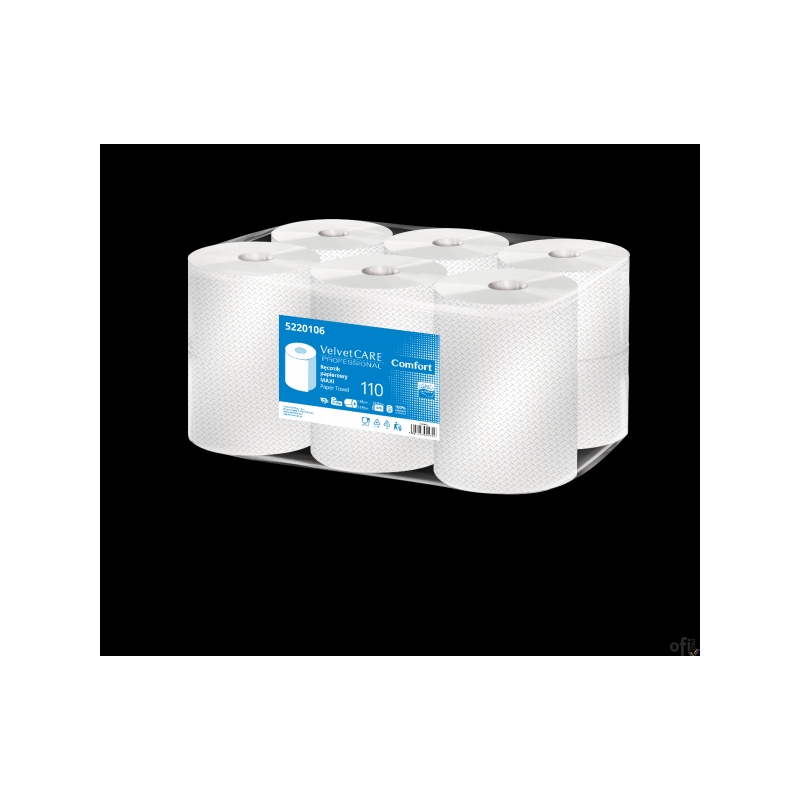 Ręczniki papierowe celuloza, 2 warstwy, biały, 110m - 478 listków VELVET PROFESSIONAL MAXI 5220106  op. 6szt.