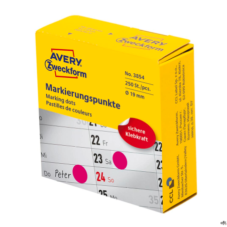 Kółka do zaznaczania różowe 3854 Q19 w rolce trwałe, Avery Zweckform