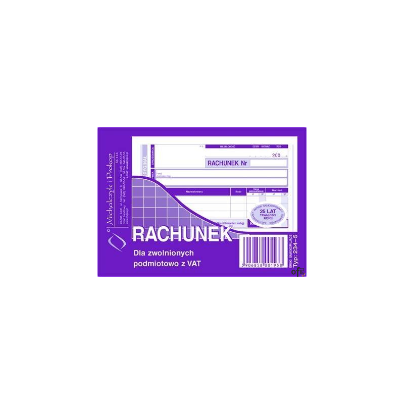 234-5 Rachunek MICHALCZYK&PROKOP A6 80 kartek poziom(o+k)