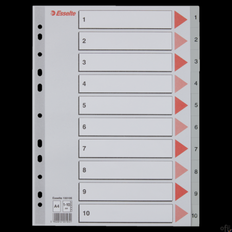 Przekładki plastikowe szare PP A4 1-10 100105 numeryczne ESSELTE