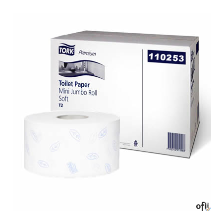 Papier toaletowy Tork PREMIUM mini jumbo, 2 warstwy, kolor biały, makulatura, 170m, (12) system T2 110253