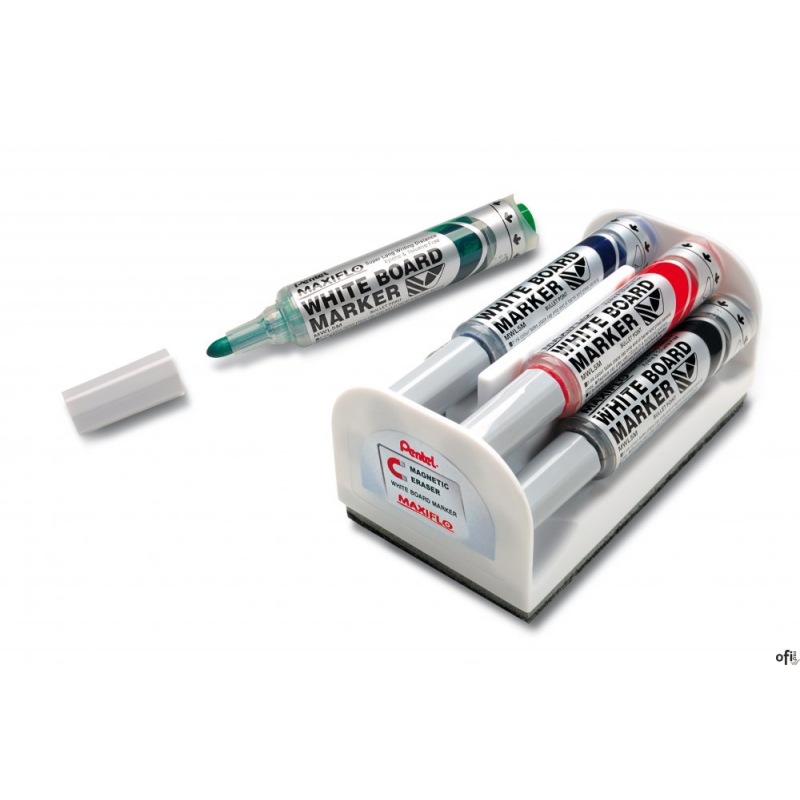Marker suchościeralny 4szt z gąbką i magnesem MWL5M-4N PENTEL MAXIFLO (z tłoczkiem)