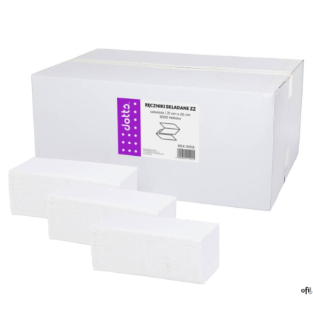 Ręczniki składane ZZ, PREMIUM, 100% celuloza, białe, 2-warstwowe, DOTTS, 21x25cm, 3000 listków