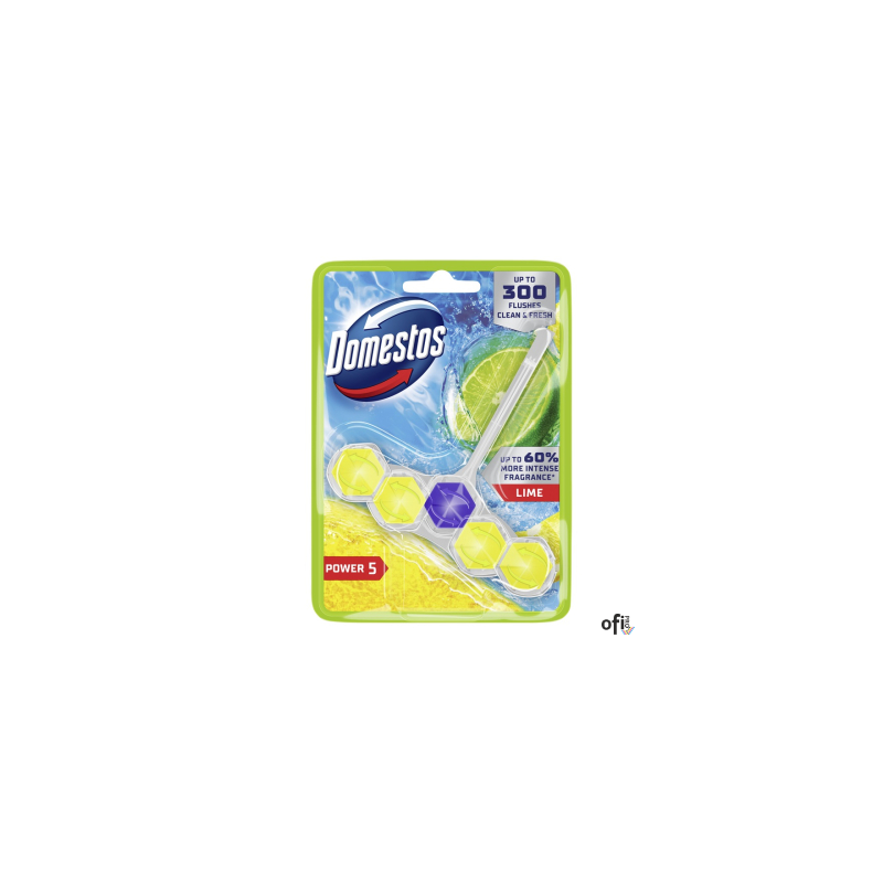 DOMESTOS Zawieszka do toalety KOSTKA POWER5 LIME 55g 05024
