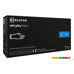 Rękawice nitrylowe bezpudrowe diagnostyczne MERCATOR, nitrylex black, (100 szt.), rozmiar XL, czarne