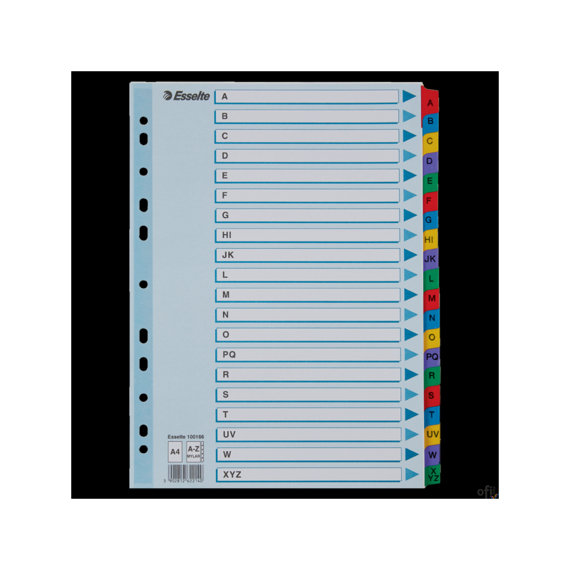 Przekładki kartonowe MYLAR A4 A-Z 100166 białe ESSELTE