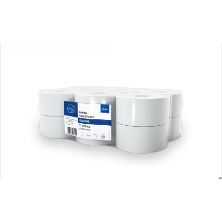 Papier toaletowy ECOLINE 100/2 100m 2warstwy biały (op 12szt) makulatura ELLIS 6262