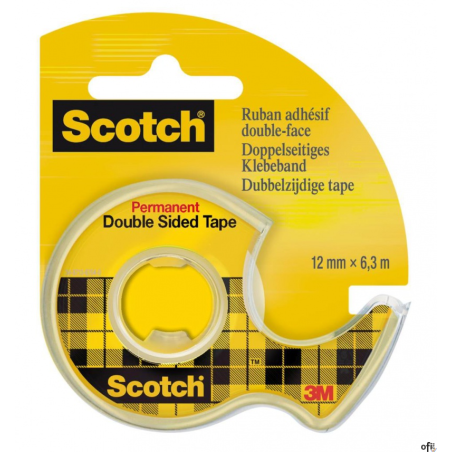 Taśma biurowa, dwustronna SCOTCH (136D), z dyspenserem, 12mm, 6, 3m