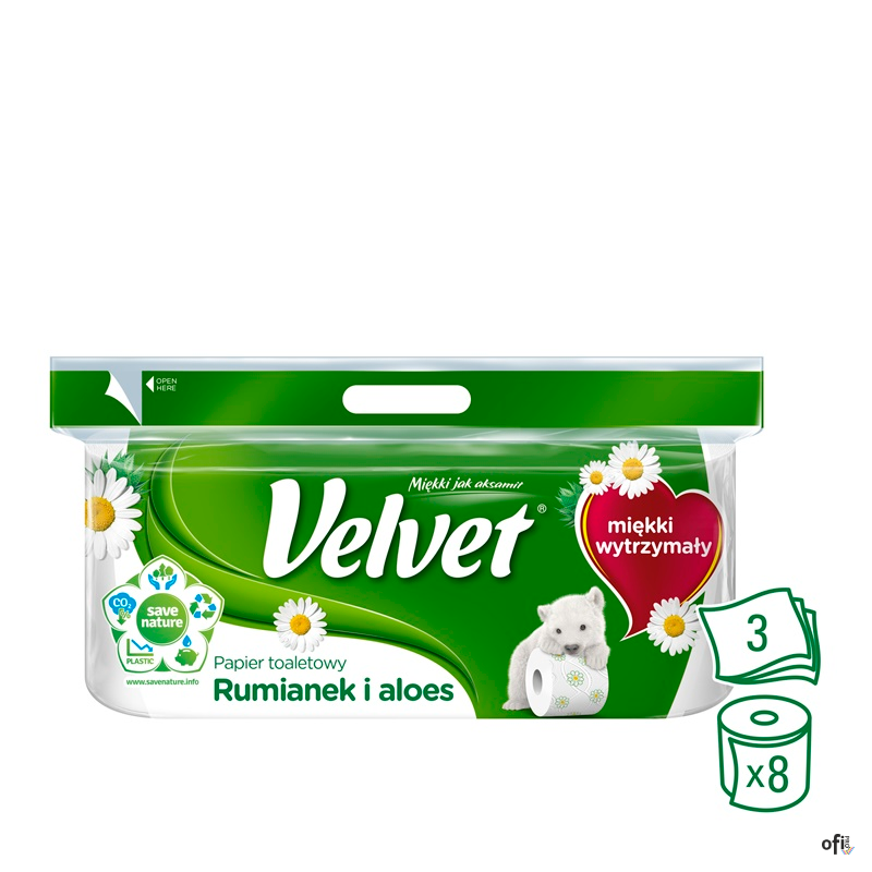 Papier toaletowy Velvet rumianek & aloes 8 rolek