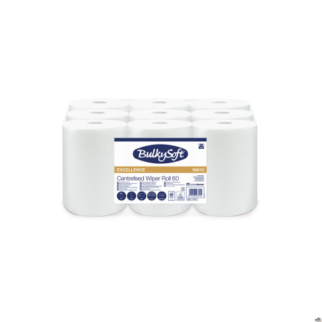 Ręcznik w roli mini centralnego dozowania (9rolek) biały, celuloza, 2w, 60m, Premium, 96610 BULKYSOFT