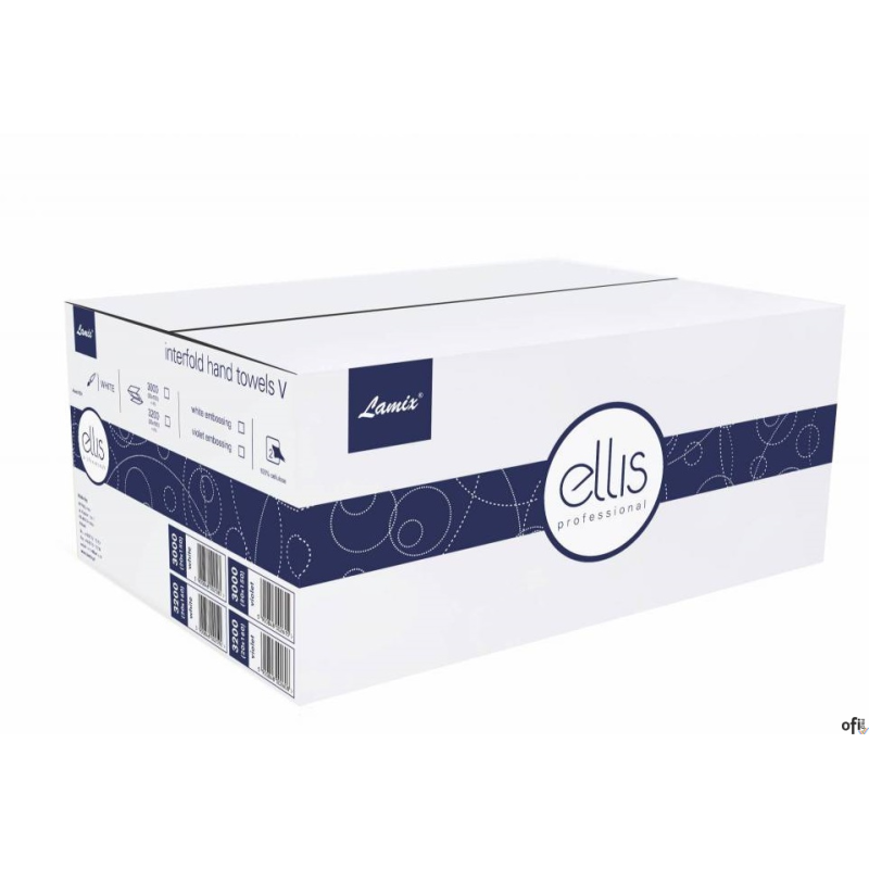 Ręczniki składane V PROFESSIONAL białe 3000 składek celuloza ELLIS (ZZ) 2585