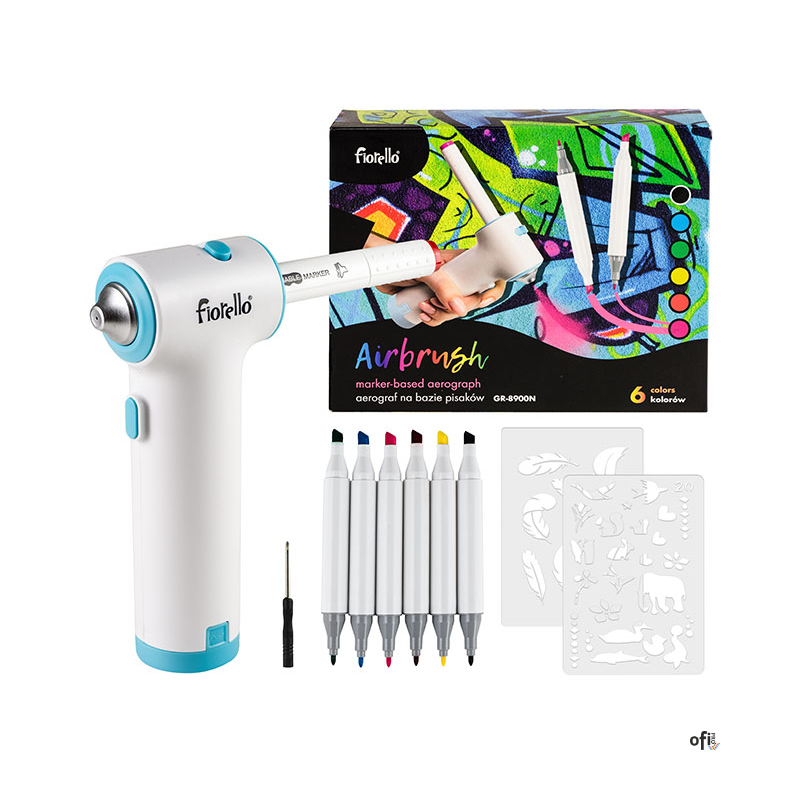 Airbrush zestaw spray: pistolet + markery Fiorello GR-8900N 170-2788