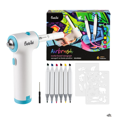 Airbrush zestaw spray: pistolet + markery Fiorello GR-8900N 170-2788