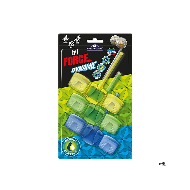 Kostka do WC zawieszka 3x45g TRIO-FORCE DYNAMIK (cytryna, morze, las) GENERAL FRESH  70705