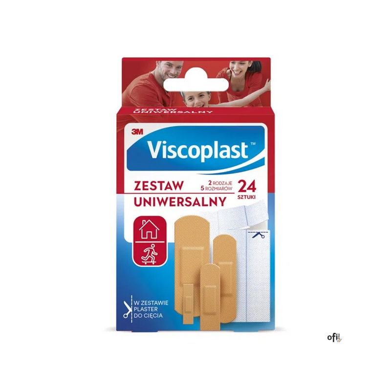 Zestaw plastrów VISCOPLAST, 24szt., 2rodzaje/5rozmiarów mix kolor UNIWERSALNE 4054596798328