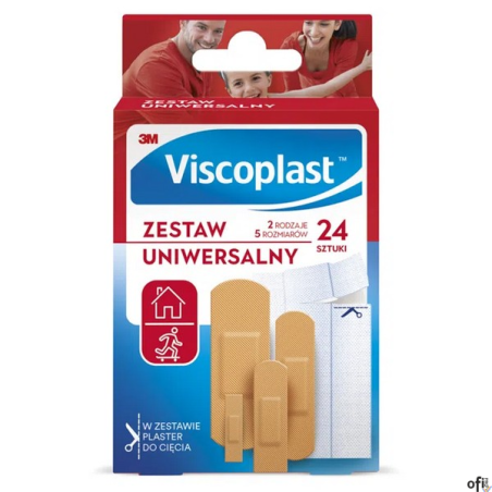 Zestaw plastrów VISCOPLAST, 24szt., 2rodzaje/5rozmiarów mix kolor UNIWERSALNE 4054596798328