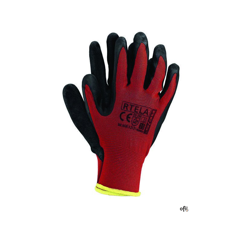 Rękawice powlekane czerwono-czarne rozmiar 10 RTELA