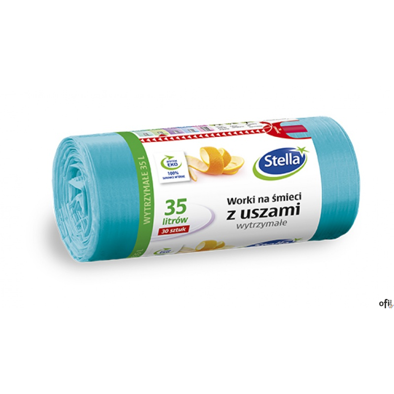Worki na śmieci z uszami wytrzymałe 35L 30szt. niebieskie (HD-LD) STELLA
