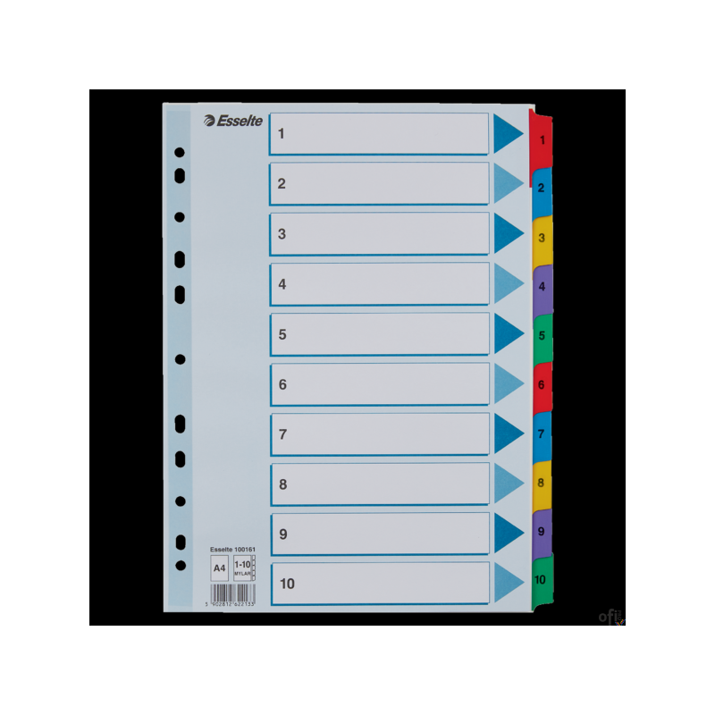 Przekładki kartonowe MYLAR A4 1-10 100161 białe ESSELTE