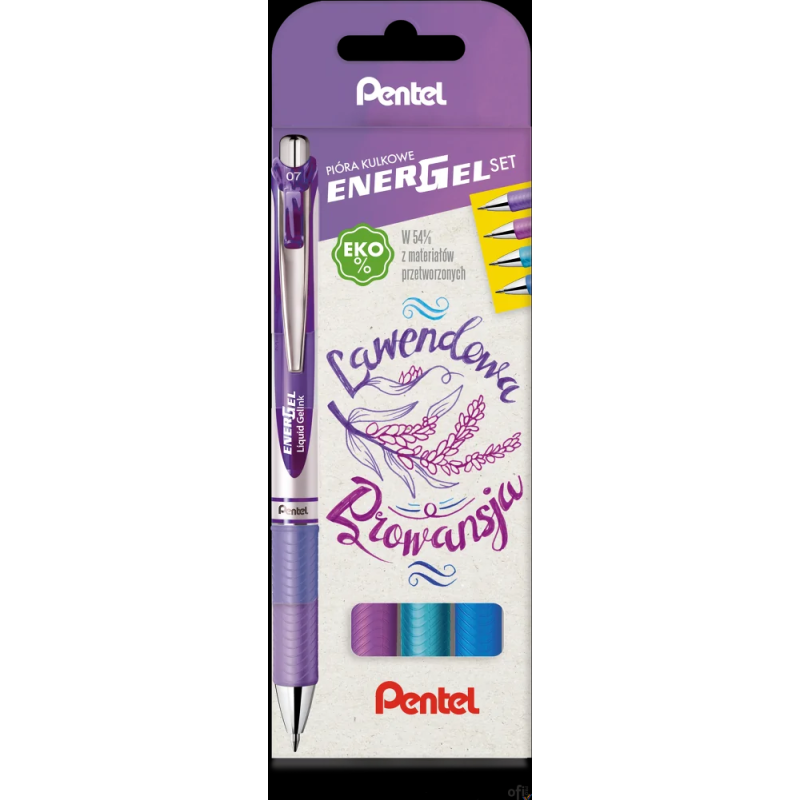 Pióro kulkowe ENERGEL 0,7 mm,  kpl.4 kolory LAWENDOWA PROWANSJA BL77-ST4CSVVPL PENTEL