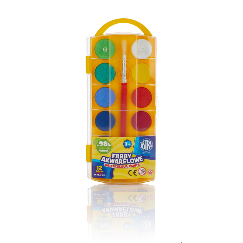 Farby akwarelowe Astra 12 kolorów - fi 23,5 mm z eurozawieszką, 83216905