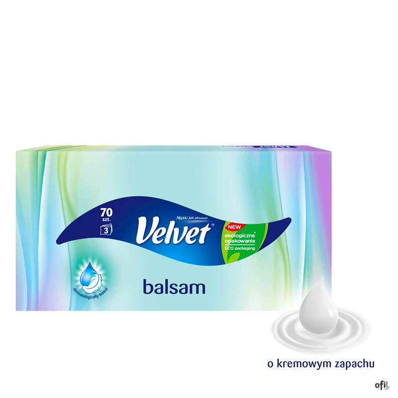 Chusteczki VELVET BALSAM O KREMOWYM ZAPACHU (70sztuk) 3 warstwy
