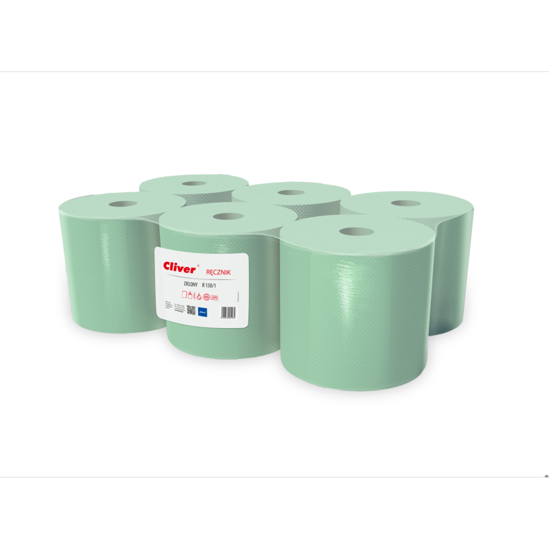 Ręcznik w roli  130/1 (6 rolek) 130m 1warstwa makulatura zielony CLIVER 5982