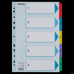 Przekładki kartonowe MYLAR A4 1-5 100160 białe ESSELTE