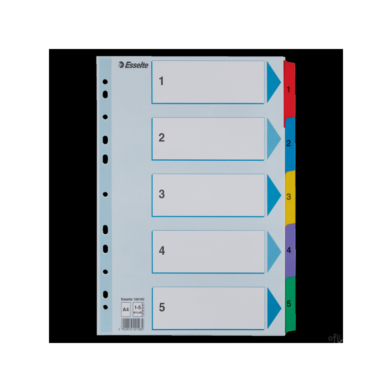 Przekładki kartonowe MYLAR A4 1-5 100160 białe ESSELTE