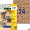 Brązowe etykiety na produkty, A4, 25 ark./op., Q40 mm, okrągłe, AVERY ZWECKFORM, L7105-25