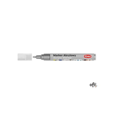 Marker akrylowy, fibrowa końcówka okrągła 2-5mm,  srebrny TO-402 Toma