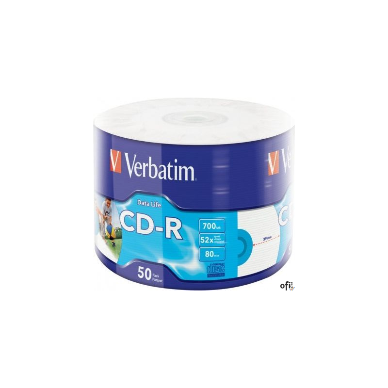 Płyta CD-R VERBATIM (50) 700MB 52x wrap INKJET PRINTABLE 43794