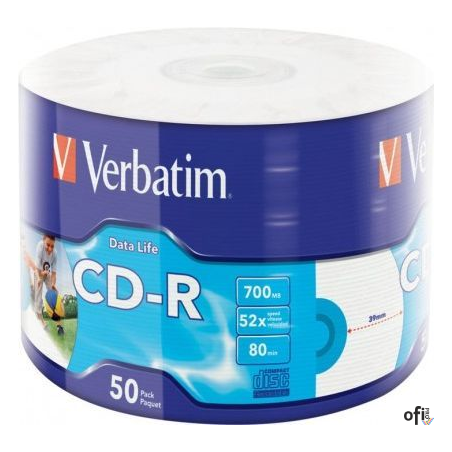 Płyta CD-R VERBATIM (50) 700MB 52x wrap INKJET PRINTABLE 43794