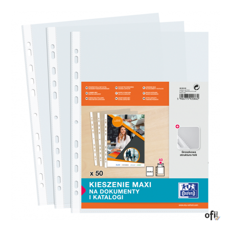 Koszulki groszkowe, A4+ MAXI 90mic. (50szt) 400005483 OXFORD