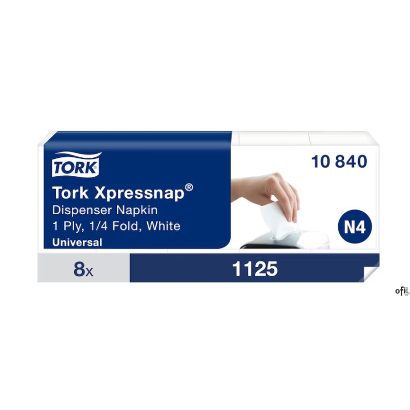 Serwetki dyspenserowe Tork, 1 warstwa, celuloza, 6x33 cm, kolor biały, 9000 szt, system N4 8op x 1125, 10840