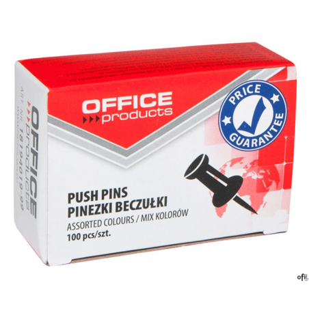 Pinezki beczułki , 100szt., mix kolorów, typu OFFICE PRODUCTS 18194019-99