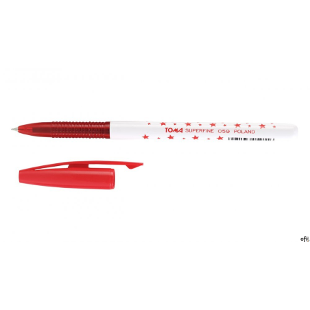 Długopis w gwiazdki SUPERFINE z supercienką końcówką, 0,5mm czerwony TO-059 Toma