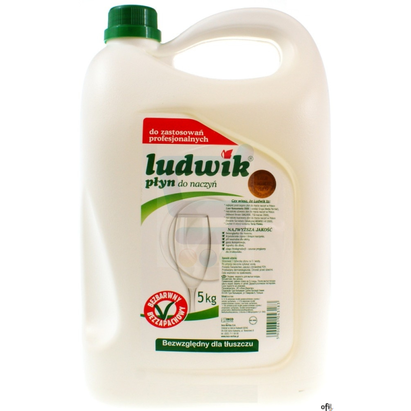 LUDWIK Płyn do naczyń 5L hipoalergiczny bezbarwny bezzapachowy 8973