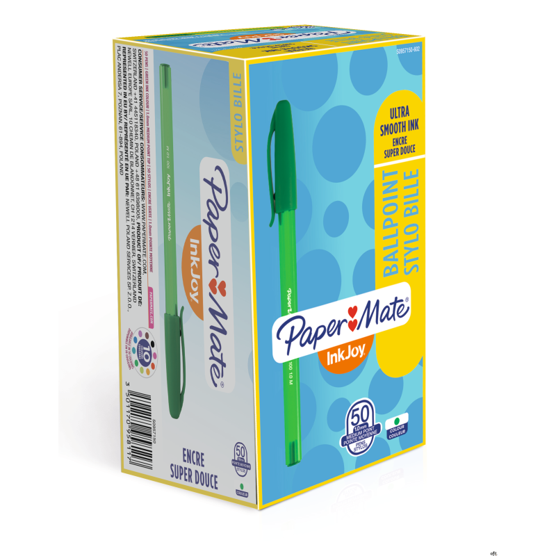 Długopis ze skuwką INKJOY 100 CAP M zielony PAPER MATE S0957150
